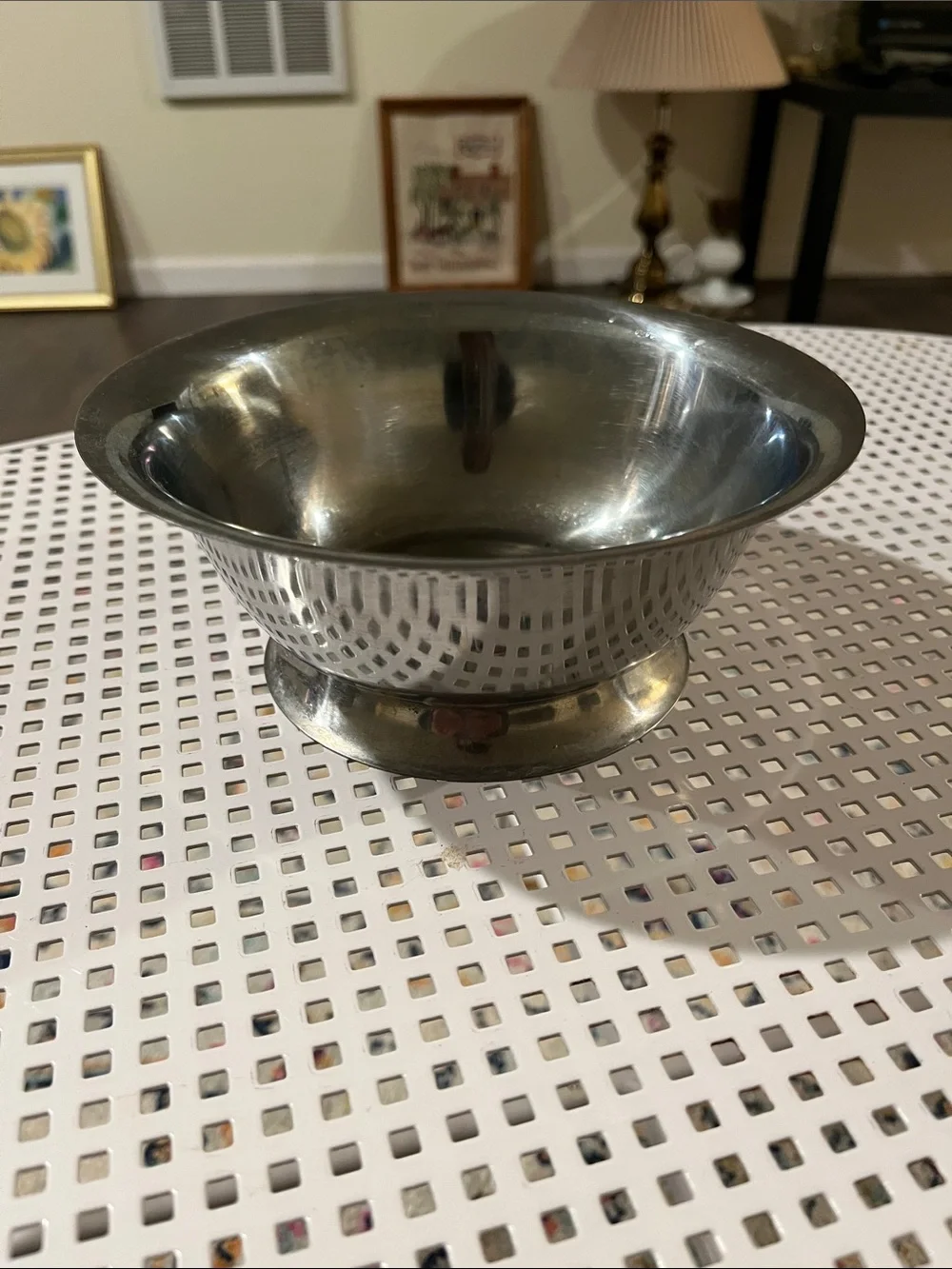 VINTAGE MCM Normandy Distributors Stainless Footed Serving Bowl